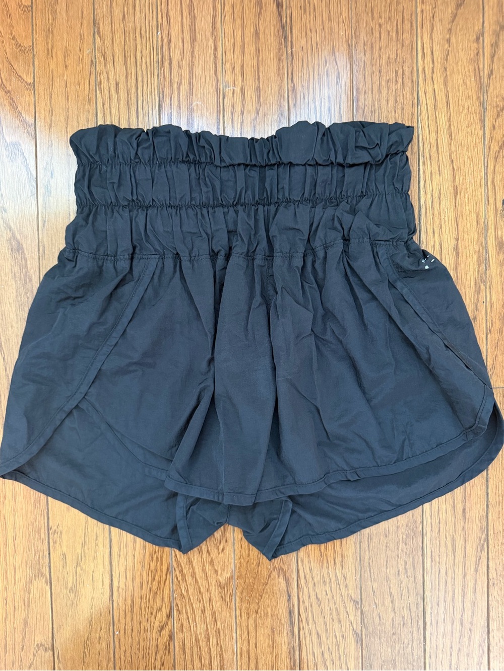 Free People Black High-Waist Smocked Shorts